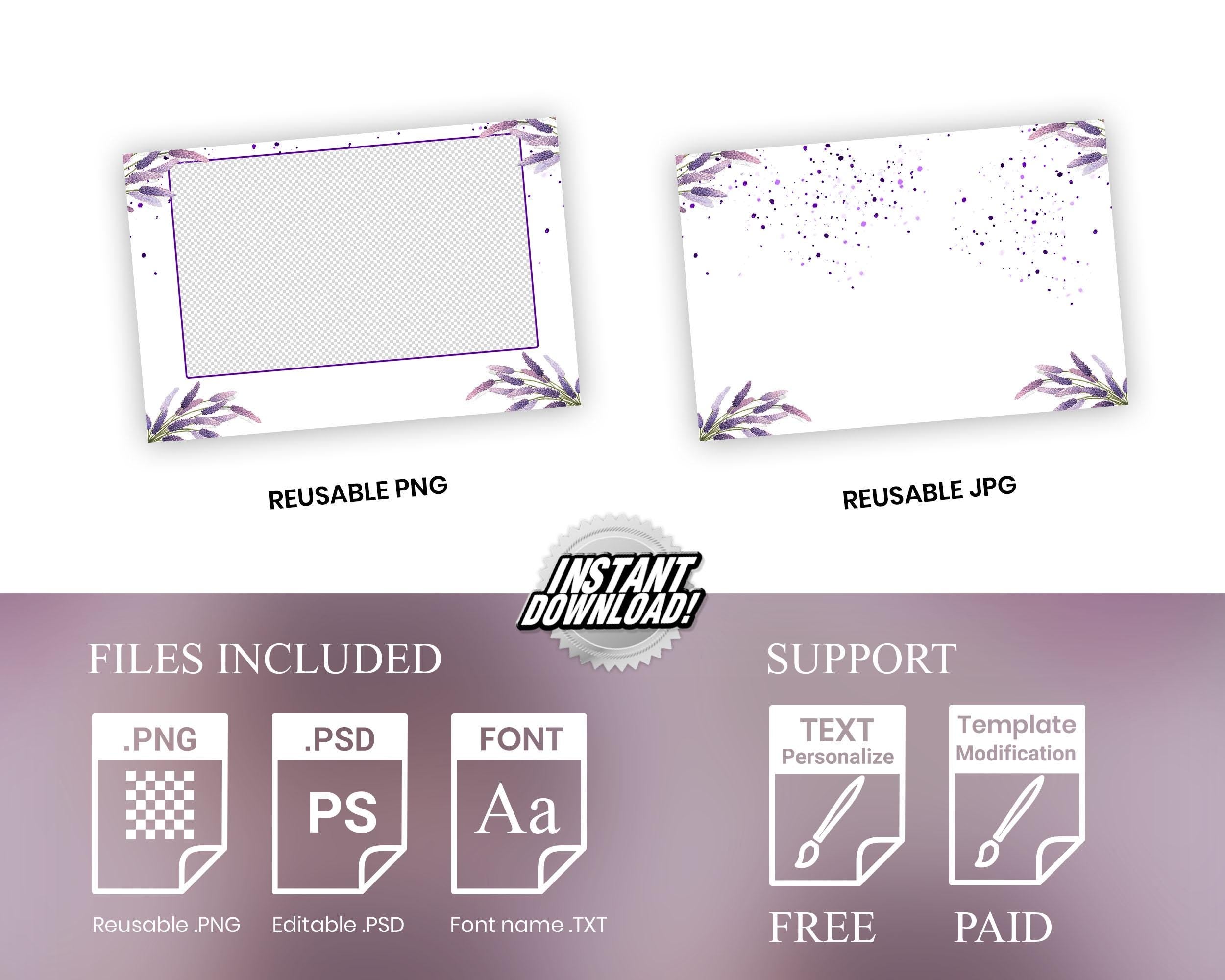 Wedding Lavender Photobooth Template Purple Flower Photo Booth Overlay
