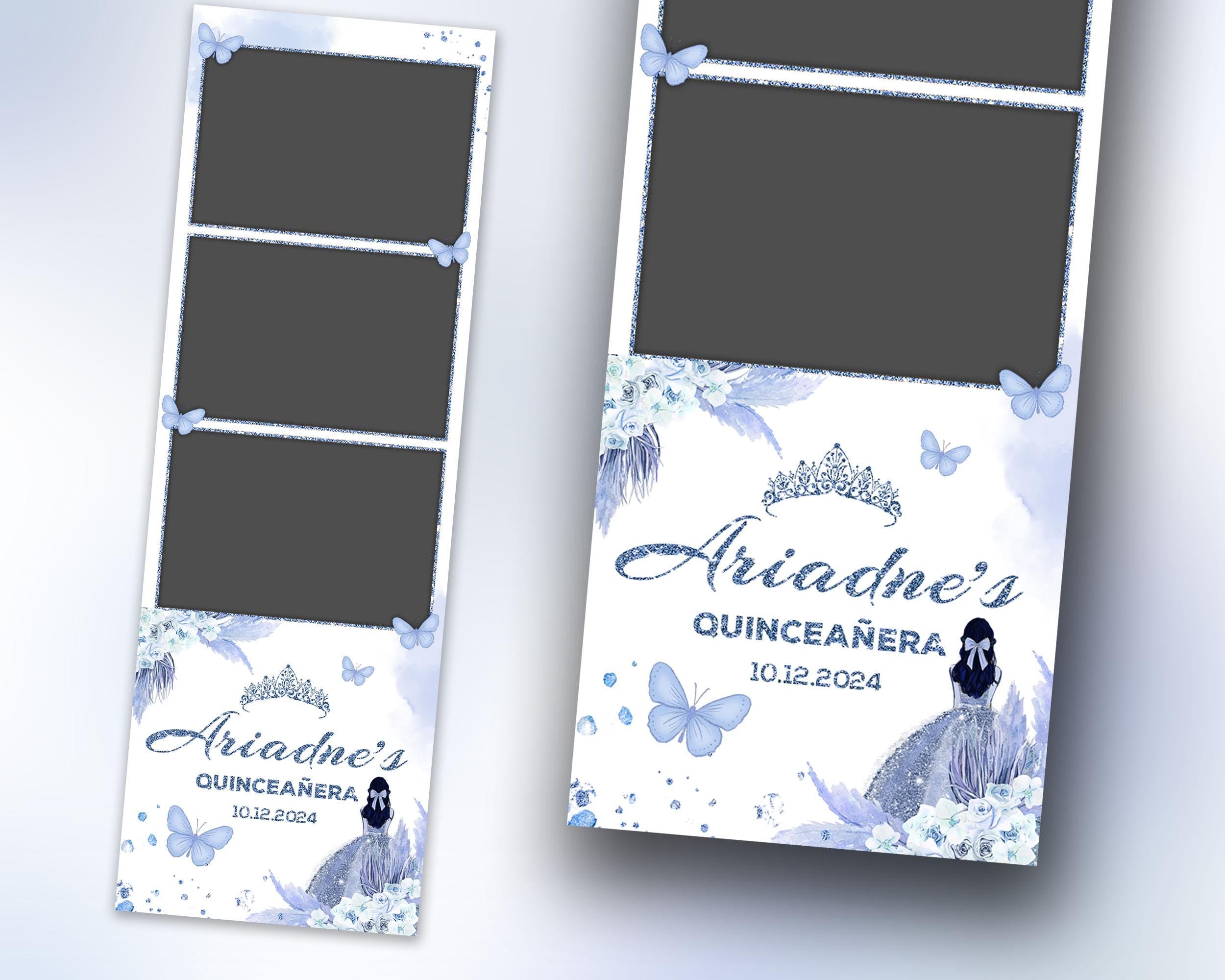 Birthday Sweet Sixteen Photobooth Template in Royal Blue Sweet 16, Quinceañera Photo Booth Mis Quince XV Birthday 1357