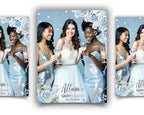 Intro screen- 2048x2732 | Overlay- 2048x3072 | 1200x1800 Template | Blue Silver Floral, Birthday Quinceañera, Sweet 16 Photbooth