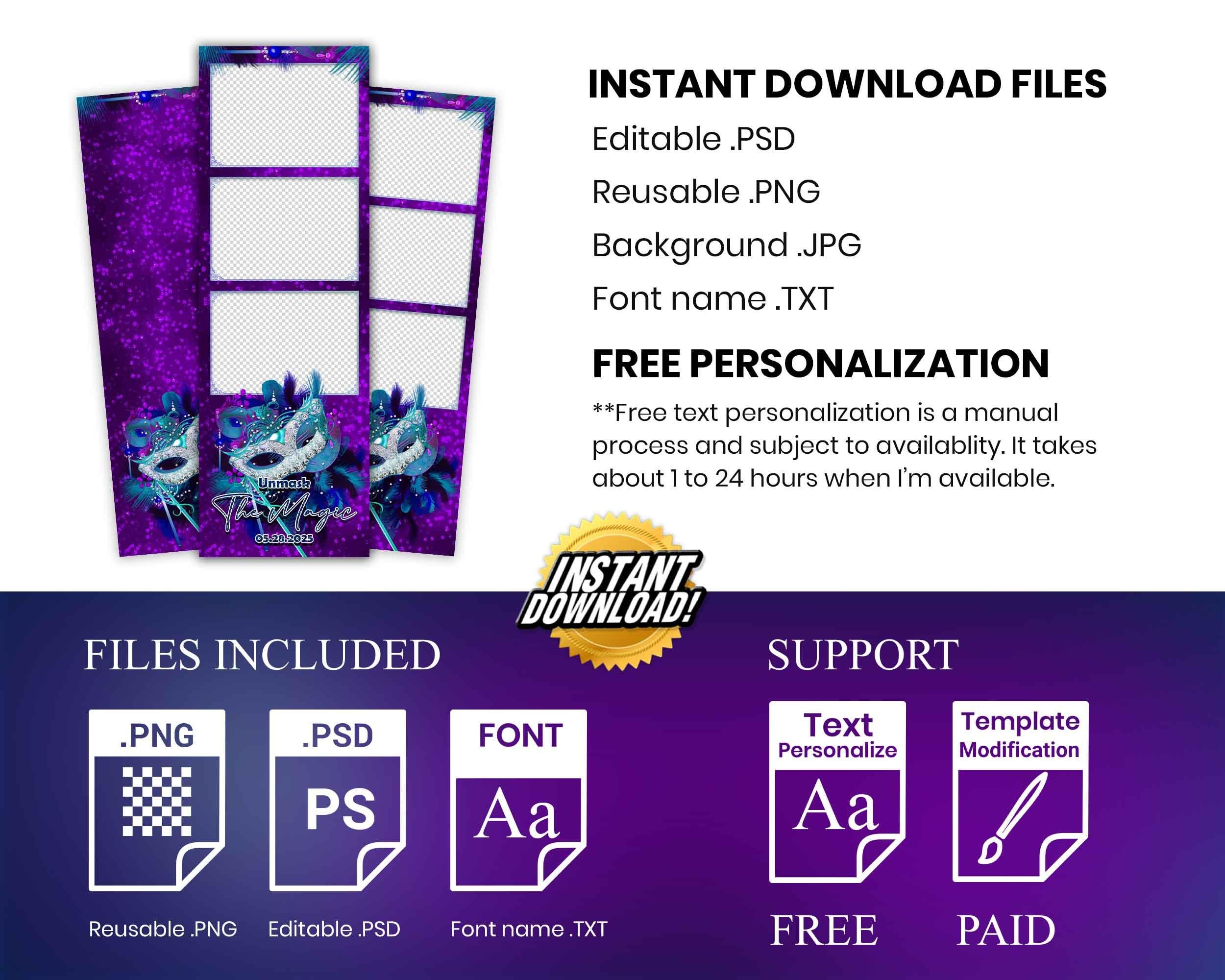 Masquerade Photobooth Template, Mardi Gras Mask Carnevale Photobooth Template, Mirror DSLR Darkroom Salsa, Touchpix