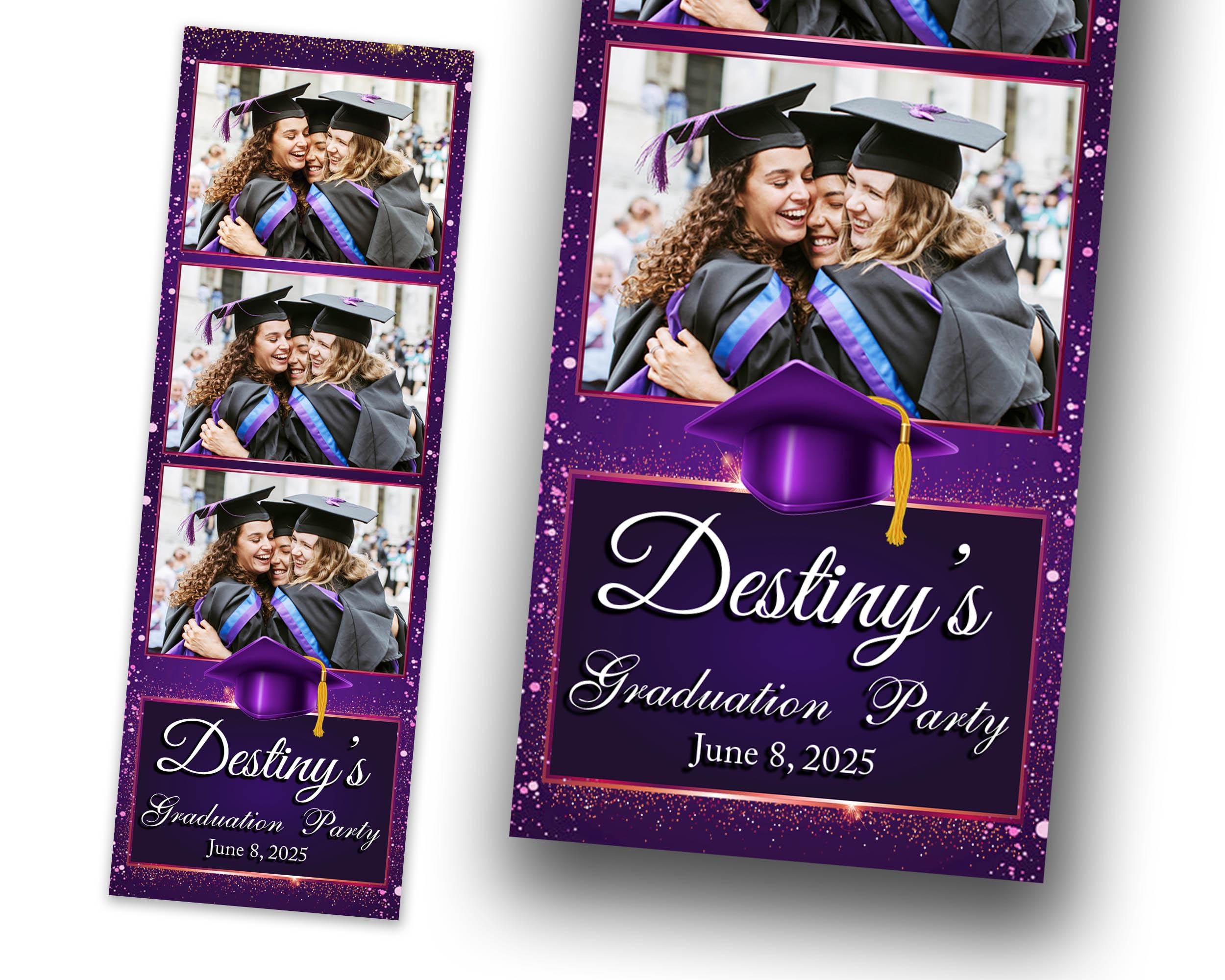 Purple Graduation Photo Booth Template, Prom Photobooth, Class of,  Grad Photobooth, 2x6 Strip