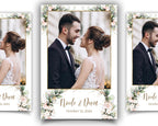 Wedding Photobooth template 4x6 portrait vertical with Floral blush flowers and greenery photo booth template TB683
