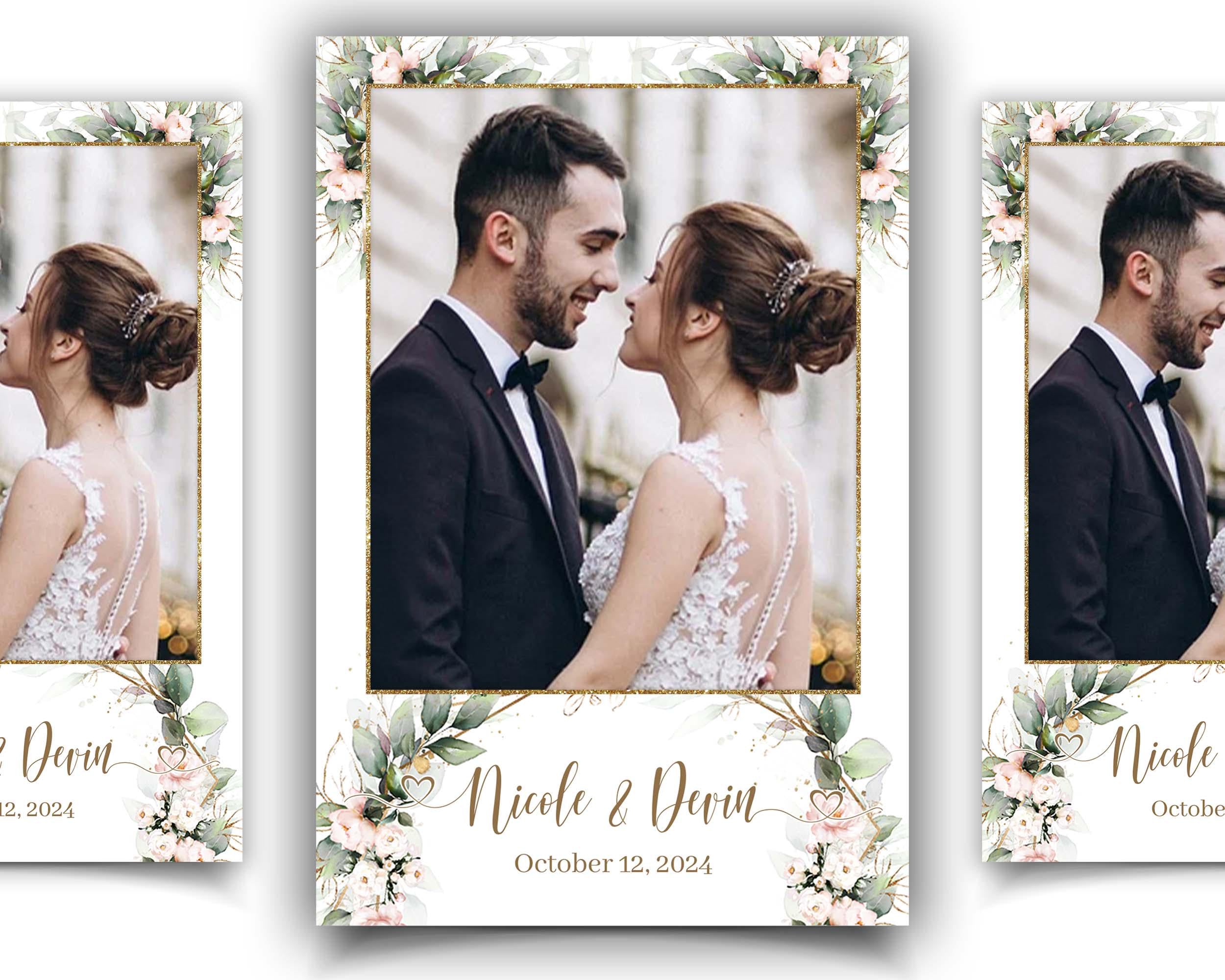 Wedding Photobooth template 4x6 portrait vertical with Floral blush flowers and greenery photo booth template TB683