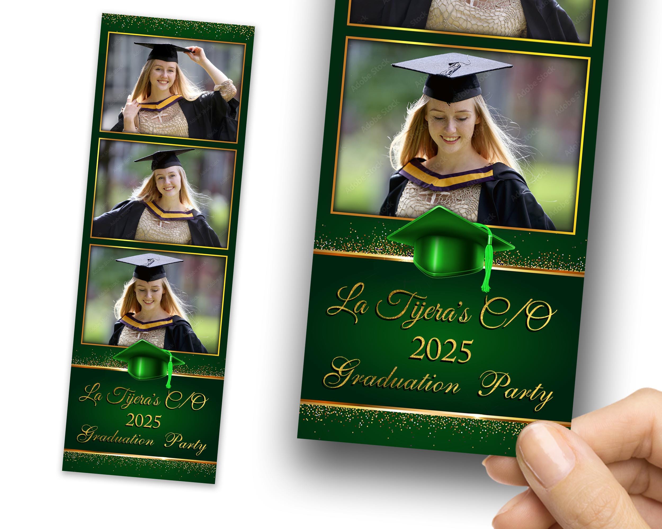 Graduation Photo Booth Template Prom 2005 Photobooth Class of 2025 Green Gold Graduation Grad Strip