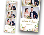 Wedding Photobooth Template, Cream Browns Light Pink Floral 2x6 Photo Booth Overlay
